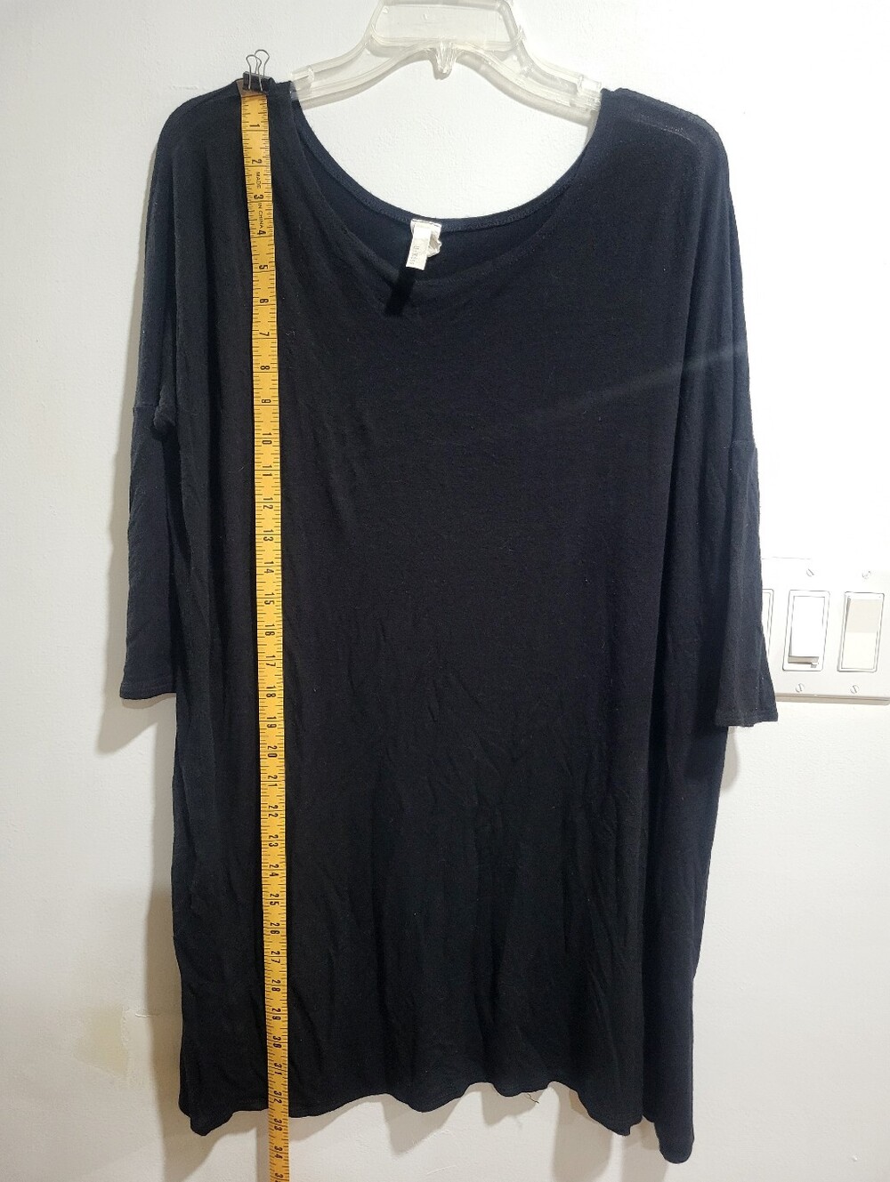 U-Kiss Black Oversized Tunic Top | 3/4 Sleeve